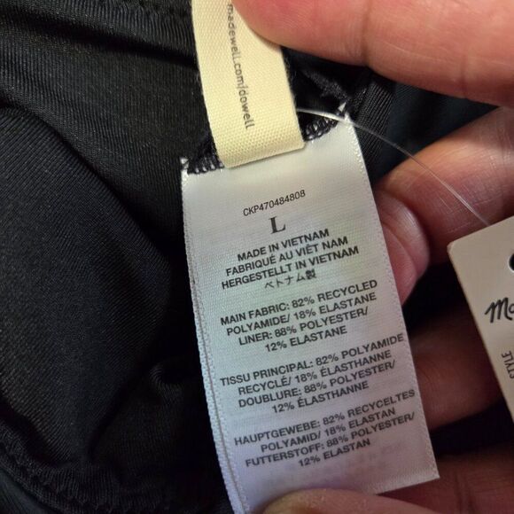NWT MADEWELL BLACK BANDEAU STRAPPY SWIM TOP SIZE L - Picture 3 of 7